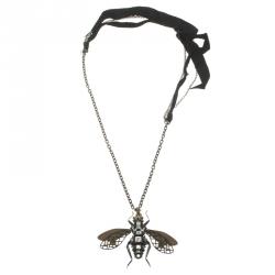 Pre Owned Lanvin Crystal Two Tone Bee Long Necklace