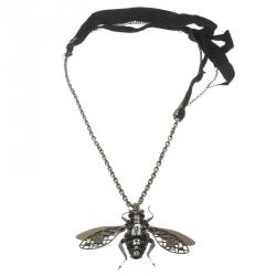 Pre Owned Lanvin Crystal Two Tone Bee Long Necklace