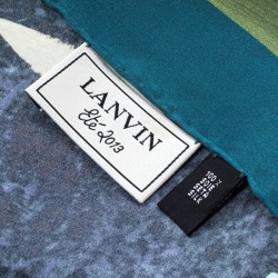 Lanvin Multicolor Floral Printed Silk Satin Square Scarf