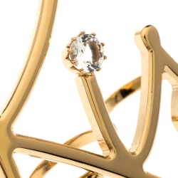 Lanvin Kiss Gold Tone Double Ring Size 55