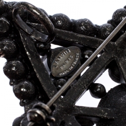 Pre Owned Lanvin Crystal Embellished Black Tone Star Brooch / Pendant