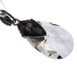 Pre Owned Lanvin Crystal Embellished Fabric Woven Statement Toggle Necklace