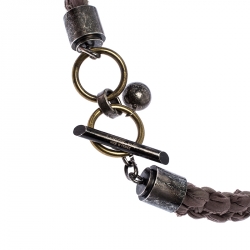 Pre Owned Lanvin Crystal Embellished Fabric Woven Statement Toggle Necklace