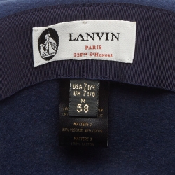 Lanvin Navy Blue Rabbit Felt Fedora Hat M