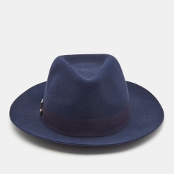 Lanvin Navy Blue Rabbit Felt Fedora Hat M