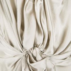 Pre Owned Lanvin Beige Silk Satin Draped Zip Detail Sleeveless Dress L