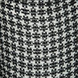 Pre Owned Lanvin Monochrome Textured Houndstooth Pattern Short Sleeve Top S