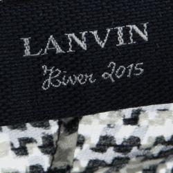 Pre Owned Lanvin Monochrome Textured Houndstooth Pattern Short Sleeve Top S