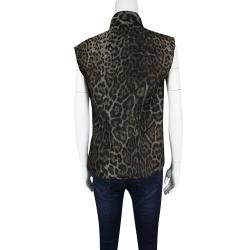 Pre Owned Lanvin Hiver'13 Brown Animal Pattern Jacquard Bow Detail Sleeveless Top S