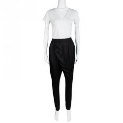 Pre Owned Lanvin Black Satin Draped Crossover Front Detail Pants S