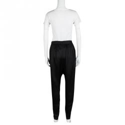 Pre Owned Lanvin Black Satin Draped Crossover Front Detail Pants S