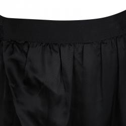 Pre Owned Lanvin Black Satin Draped Crossover Front Detail Pants S