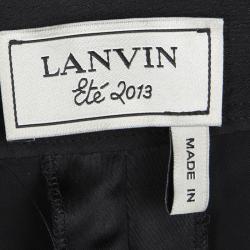 Pre Owned Lanvin Black Satin Draped Crossover Front Detail Pants S