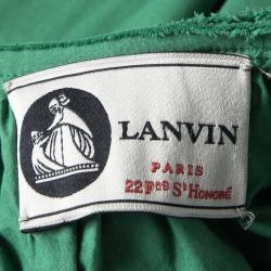 Pre Owned Lanvin Green Gathered Cotton Dress L