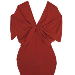 Pre Owned Lanvin Gathered Red Mid Length Dress M