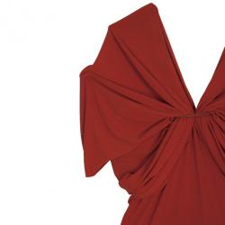 Pre Owned Lanvin Gathered Red Mid Length Dress M