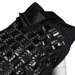 Pre Owned Lanvin Black Embellished Bow Detail One Shoulder Top M