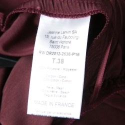 Pre Owned Lanvin Burgundy Tie Detail Sleeveless Draped Dress M