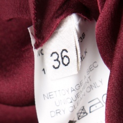 Pre Owned Lanvin Maroon Draped Silk Dress S