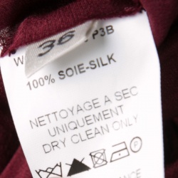 Pre Owned Lanvin Maroon Draped Silk Dress S