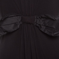 Pre Owned Lanvin Black Raw Edged Bow Detail Short Sleeve Dress M