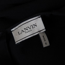 Pre Owned Lanvin Black Knit Drape Detail Long Sleeve Maxi Dress M