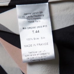 Pre Owned Lanvin Multicolor Chevron Patterned Silk Draped Maxi Dress L