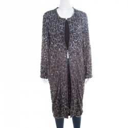 Lanvin Grey Sequin Embellished Long Jacket M