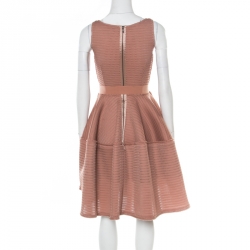 Pre Owned Lanvin Dusty Rose Perforated Raw Edge Detail Fit and Flare Sleeveless Dress S