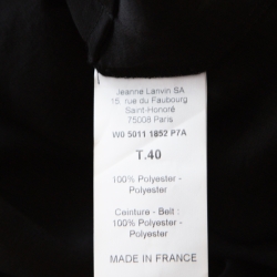 Pre Owned Lanvin Black Crinkled Satin Effect Pleated Tie Up Detail Palazzo Pants M