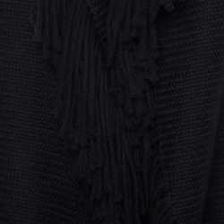 Pre Owned Lanvin Black Fringe Edge Wool Blend Knit Vest M