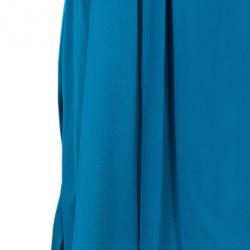 Pre Owned Lanvin Blue Silk Halterneck Floral Brooch Gown L