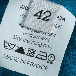 Pre Owned Lanvin Blue Silk Halterneck Floral Brooch Gown L