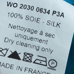 Pre Owned Lanvin Blue Silk Halterneck Floral Brooch Gown L