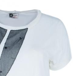 Pre Owned Lanvin Fishnet Stocking Embellished T-Shirt M