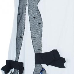 Pre Owned Lanvin Fishnet Stocking Embellished T-Shirt M