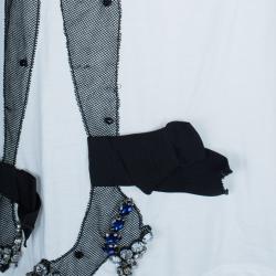 Pre Owned Lanvin Fishnet Stocking Embellished T-Shirt M