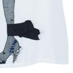 Pre Owned Lanvin Fishnet Stocking Embellished T-Shirt M