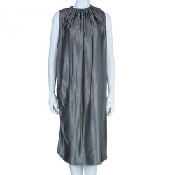 Pre Owned Lanvin Gathered Silk Midi Dress M