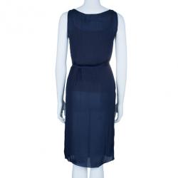 Pre Owned Lanvin Navy Belted Slip Dress S