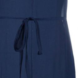 Pre Owned Lanvin Navy Belted Slip Dress S