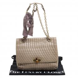 Pre Owned Lanvin Beige Leather Happy Shoulder Bag