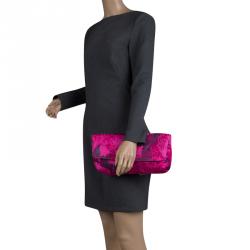 Pre Owned Lanvin Pink Printed Canvas Happy Clutch