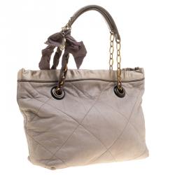 Pre Owned Lanvin Grey Leather Amalia Cabas Tote