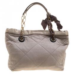 Pre Owned Lanvin Grey Leather Amalia Cabas Tote
