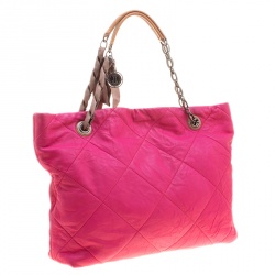 Pre Owned Lanvin Pink Quilted Leather Amalia Cabas Tote