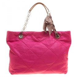 Pre Owned Lanvin Pink Quilted Leather Amalia Cabas Tote