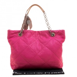 Pre Owned Lanvin Pink Quilted Leather Amalia Cabas Tote