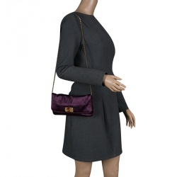Pre Owned Lanvin Purple Satin Happy Chain Shoulder Bag