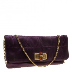 Pre Owned Lanvin Purple Satin Happy Chain Shoulder Bag